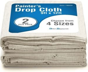 Pack of 2: Canvas Drop Cloth Cotton Tarp 9x12 Large Canvas Tarp for Art Supplies, Drop Cloths for Painting Supplies/Paint Canvas Fabric or Couch Cover and...